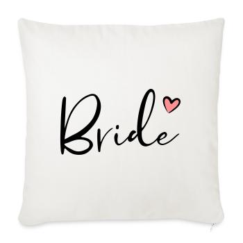 Cadeau de partie de poule coeur de mariée - Housse de coussin décorative 45 x 45 cm - blanc nature - Devant
