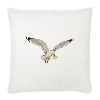 Funny seagull stealing fries on the beach - Sofa pillowcase 17,3'' x 17,3'' (45 x 45 cm) - natural white - Front
