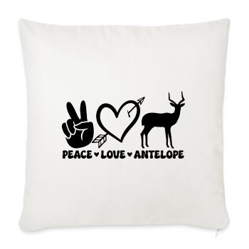 Antilope Herz Peace Tiermotiv - Sofakissenbezug 45 x 45 cm - Naturweiß  - Vorne