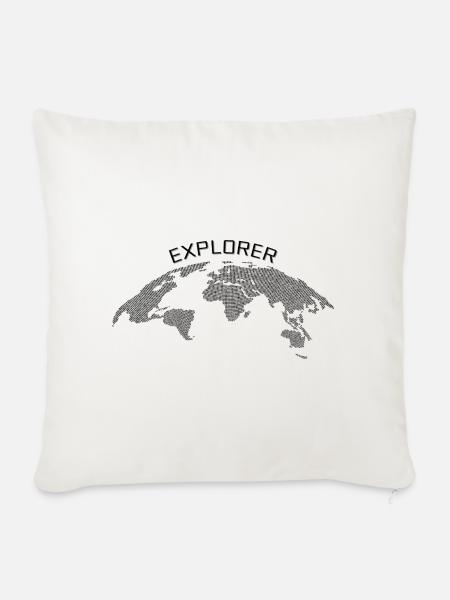 Explorer T-Shirt / Weltkarte / Geography - Sofakissenbezug 45 x 45 cm - Naturweiß