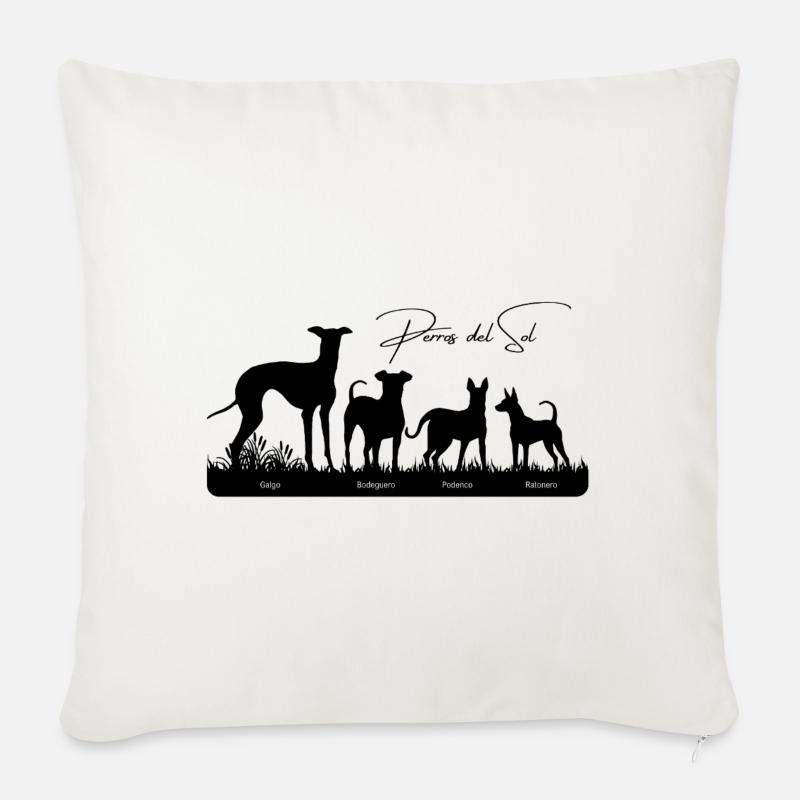 Perros del Sol 4 perros - Sofakissenbezug 45 x 45 cm - Naturweiß 
