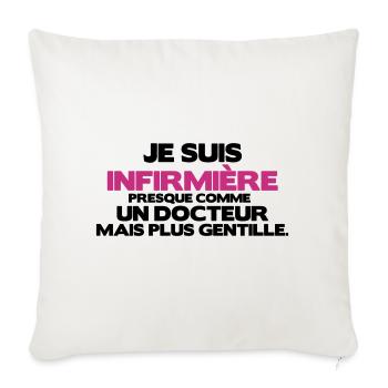 je suis infirmière comme un docteur - Housse de coussin décorative 45 x 45 cm - blanc nature - Devant