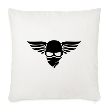 Motorcycle helmet with wing, biker helmet and biker glasses - Sofa pillowcase 17,3'' x 17,3'' (45 x 45 cm) - natural white - Front