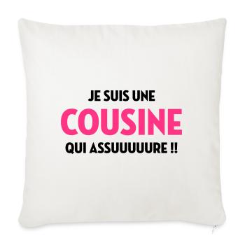 Cousine / Cousin / Bébé / Naissance / Baby - Sofa pillowcase 17,3'' x 17,3'' (45 x 45 cm) - natural white - Front