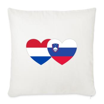 Hollande Slovénie Drapeau Cœur - Housse de coussin décorative 45 x 45 cm - blanc nature - Devant