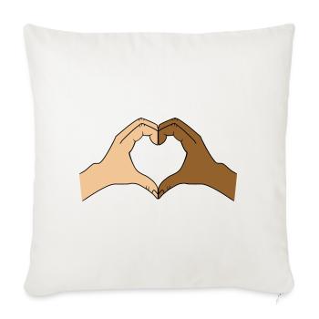 Coloured heart hand motif - customisable - Sofa pillowcase 17,3'' x 17,3'' (45 x 45 cm) - natural white - Front