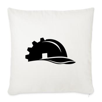 Casque et maison pour ouvriers du bâtiment - Housse de coussin décorative 45 x 45 cm - blanc nature - Devant