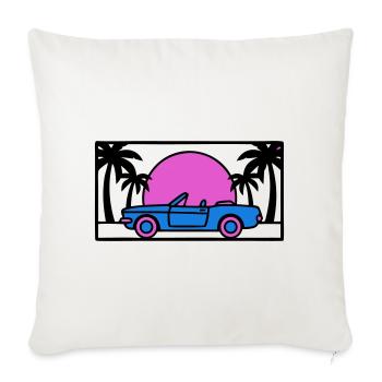 Cabrio Palmen Sunset Grafik - Sofakissenbezug 45 x 45 cm - Naturweiß  - Vorne