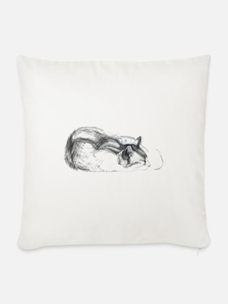 Katze schlafend - Sofakissenbezug 45 x 45 cm - Naturweiß