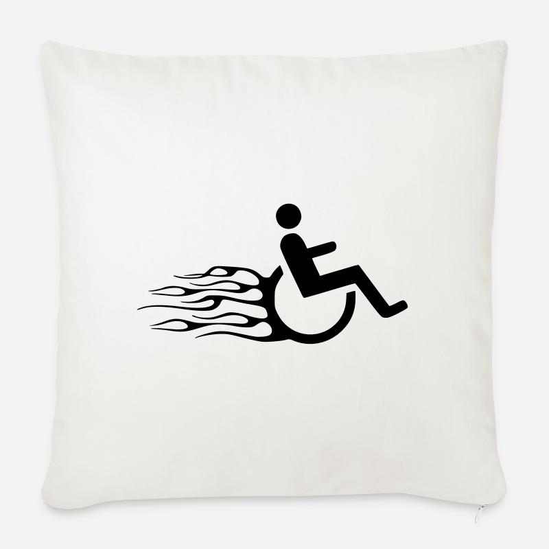 Rollstuhlfahrer mit Flammen # - Sofakissenbezug 45 x 45 cm - Naturweiß 