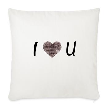 I Love U - Sofakissenbezug 45 x 45 cm - Naturweiß  - Vorne