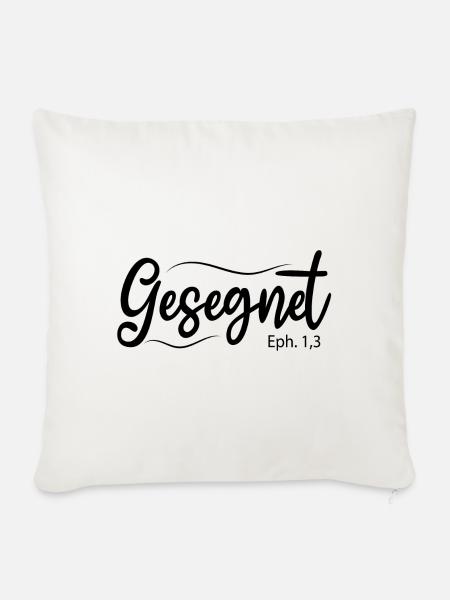 Gesegnet, Bibelvers - Sofakissenbezug 45 x 45 cm - Naturweiß