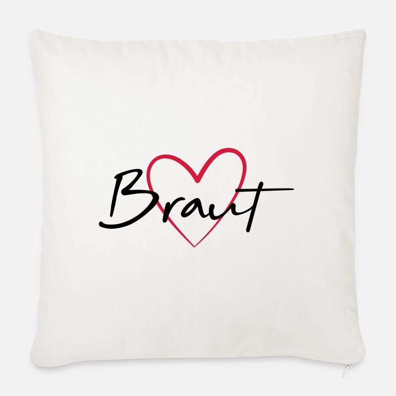 Braut Herz Junggesellinnenabschied - Sofakissenbezug 45 x 45 cm - Naturweiß 