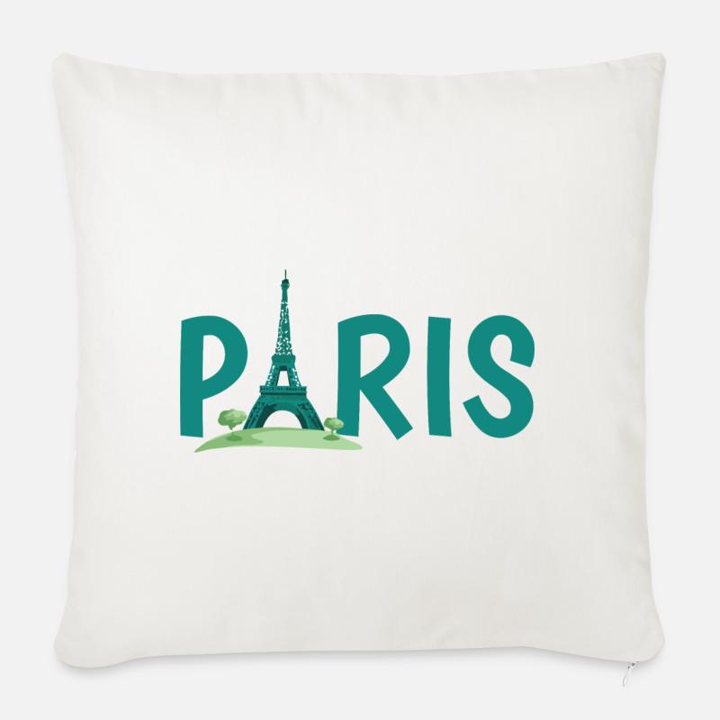 Skyline von Paris mit Eiffelturm Illustration - Sofakissenbezug 45 x 45 cm - Naturweiß