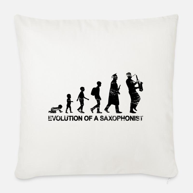 Entwicklung eines Saxophonisten - Sofakissenbezug 45 x 45 cm - Naturweiß