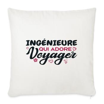 Ingénieure globe-trotteuse passionnée de voyages - Housse de coussin décorative 45 x 45 cm - blanc nature - Devant