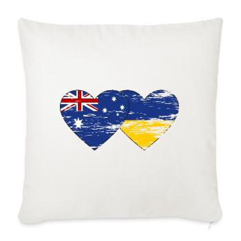 Australie Ukraine drapeau coeur utilisé - Housse de coussin décorative 45 x 45 cm - blanc nature - Devant