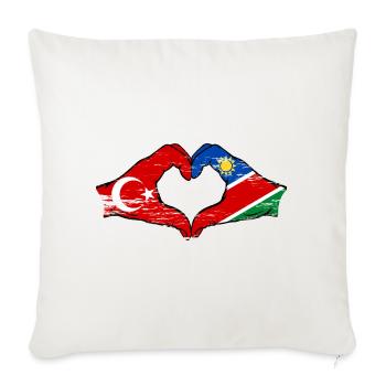 Drapeau de la Turquie et de la Namibie, forme de cœur, utilisé - Housse de coussin décorative 45 x 45 cm - blanc nature - Devant
