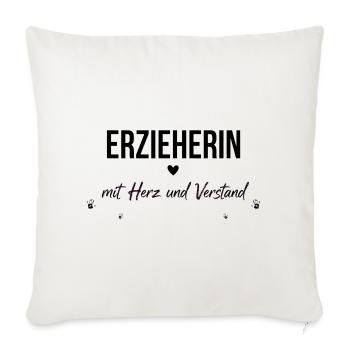 Erzieherin mit Herz und Verstand Geschenk  - Sofakissenbezug 45 x 45 cm - Naturweiß  - Vorne