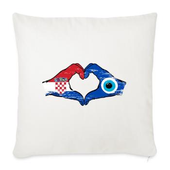 Croatia Nazar flag hands heart shape used - Sofa pillowcase 17,3'' x 17,3'' (45 x 45 cm) - natural white - Front