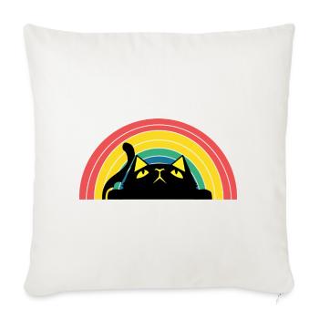 Katze Regenbogen Silhouette - Sofakissenbezug 45 x 45 cm - Naturweiß  - Vorne