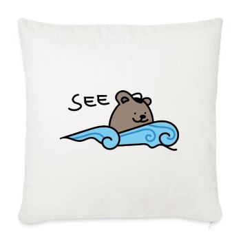 Bär an der See - Sofakissenbezug 45 x 45 cm - Naturweiß  - Vorne