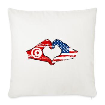 Tunisia USA heart shape with hands used - Sofa pillowcase 17,3'' x 17,3'' (45 x 45 cm) - natural white - Front