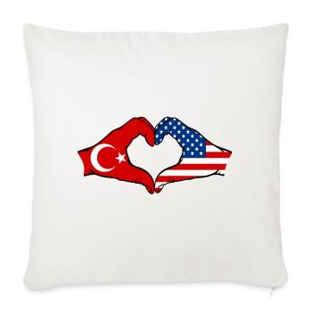 Türkiye USA heart shape with hands - Sofa pillowcase 17,3'' x 17,3'' (45 x 45 cm) - natural white - Front