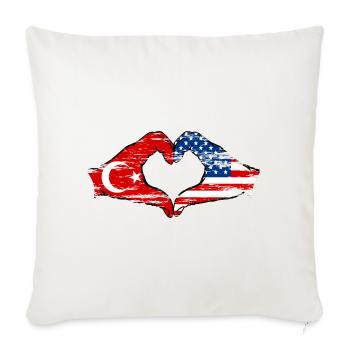 Türkiye USA heart shape with hands used - Sofa pillowcase 17,3'' x 17,3'' (45 x 45 cm) - natural white - Front