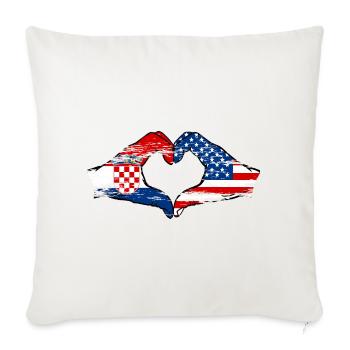 Croatia USA heart shape with hands used - Sofa pillowcase 17,3'' x 17,3'' (45 x 45 cm) - natural white - Front