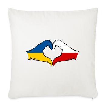 Ukraine Poland Heart Shape with Hands - Sofa pillowcase 17,3'' x 17,3'' (45 x 45 cm) - natural white - Front