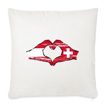 Austria Switzerland Flag Hands Heart Shape Used - Sofa pillowcase 17,3'' x 17,3'' (45 x 45 cm) - natural white - Front