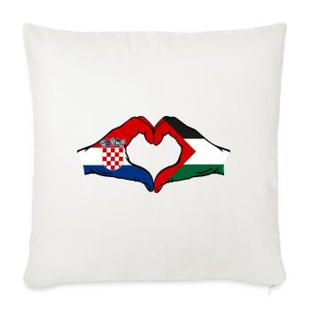 Croatie Palestine drapeau mains forme de coeur - Housse de coussin décorative 45 x 45 cm - blanc nature - Devant