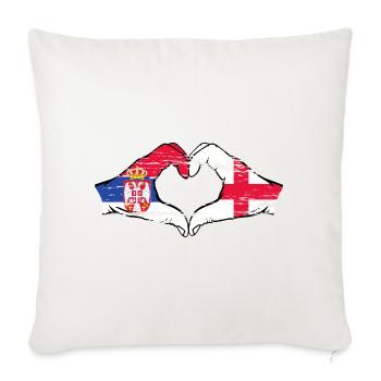 Serbia England flag hands heart shape used - Sofa pillowcase 17,3'' x 17,3'' (45 x 45 cm) - natural white - Front