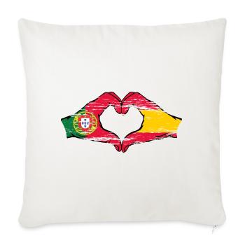 Portugal Espagne Drapeau Mains Coeur Forme Utilisé - Housse de coussin décorative 45 x 45 cm - blanc nature - Devant