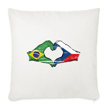 Brazil Czech Republic Flag Heart Shape Used - Sofa pillowcase 17,3'' x 17,3'' (45 x 45 cm) - natural white - Front