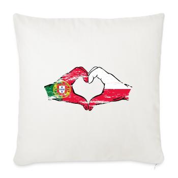 Portugal Pologne Drapeau Coeur Forme Utilisé - Housse de coussin décorative 45 x 45 cm - blanc nature - Devant