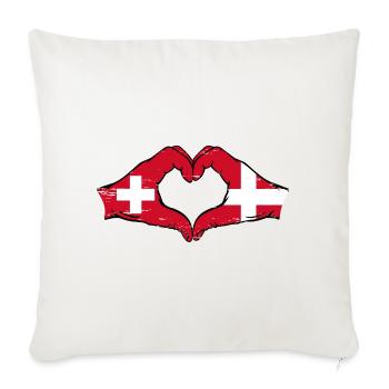 Suisse Danemark drapeau mains coeur forme utilisé - Housse de coussin décorative 45 x 45 cm - blanc nature - Devant