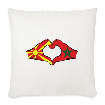 Macédoine Maroc Drapeau Mains Coeur Forme - Housse de coussin décorative 45 x 45 cm - blanc nature - Devant