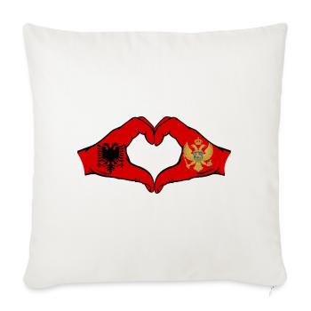 Albania Montenegro Flag Hands Heart Shape - Sofa pillowcase 17,3'' x 17,3'' (45 x 45 cm) - natural white - Front