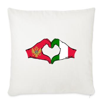 Montenegro Italy Flag Hands Heart Shape - Sofa pillowcase 17,3'' x 17,3'' (45 x 45 cm) - natural white - Front