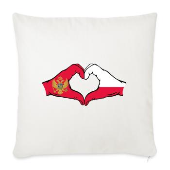 Montenegro Poland Flag Hands Heart Shape - Sofa pillowcase 17,3'' x 17,3'' (45 x 45 cm) - natural white - Front
