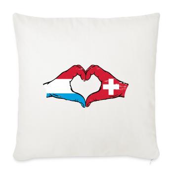 Luxembourg Suisse Drapeau Mains Coeur Forme Utilisé - Housse de coussin décorative 45 x 45 cm - blanc nature - Devant