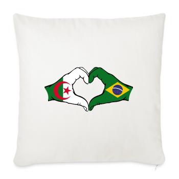 Algeria Brazil Flag Hands Heart Shape - Sofa pillowcase 17,3'' x 17,3'' (45 x 45 cm) - natural white - Front