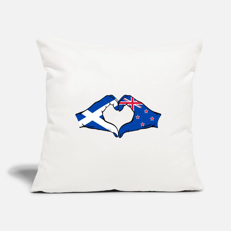 Écosse Nouvelle-Zélande mains forme de coeur Housse de coussin décorative 45 x 45 cm