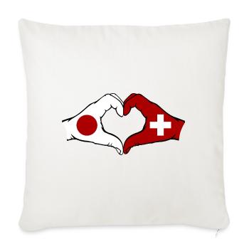 Japon Suisse mains en forme de coeur - Housse de coussin décorative 45 x 45 cm - blanc nature - Devant