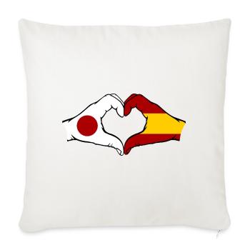 Japon Espagne mains en forme de coeur - Housse de coussin décorative 45 x 45 cm - blanc nature - Devant