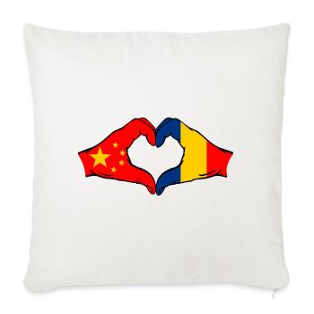 China Romania Flag Heart Shape - Sofa pillowcase 17,3'' x 17,3'' (45 x 45 cm) - natural white - Front