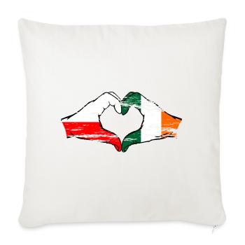 Pologne Irlande drapeau coeur utilisé - Housse de coussin décorative 45 x 45 cm - blanc nature - Devant