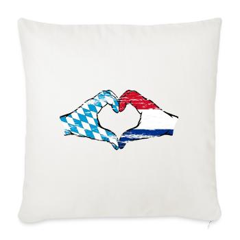 Bavière, Hollande, drapeau, mains, forme de coeur utilisé - Housse de coussin décorative 45 x 45 cm - blanc nature - Devant